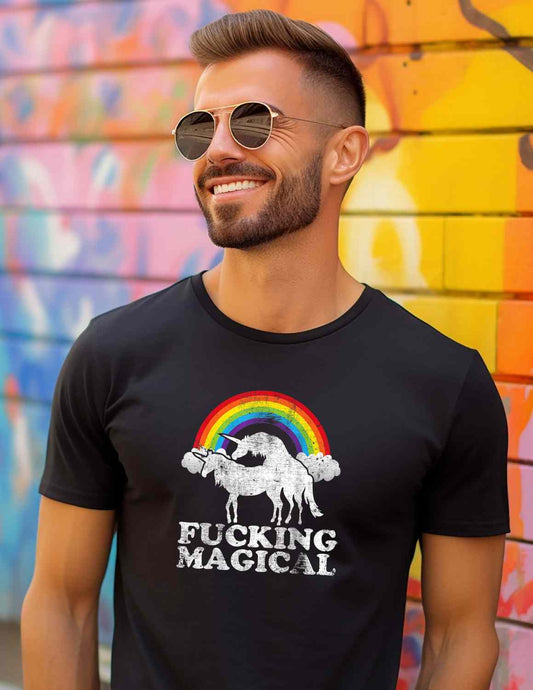 Magical Rainbow Statement T-shirt Casual Cotton Top Summer Basic Breathable Fabrics