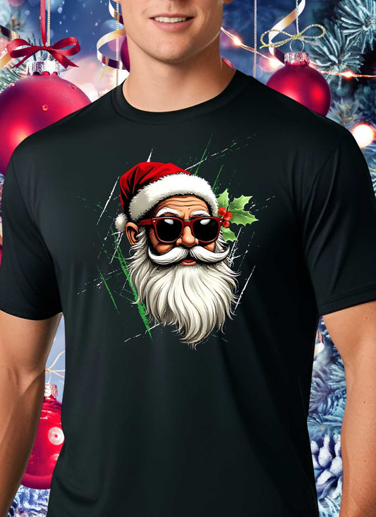 Cool Santa Retro Christmas Statement T-shirt Casual Cotton Top Summer