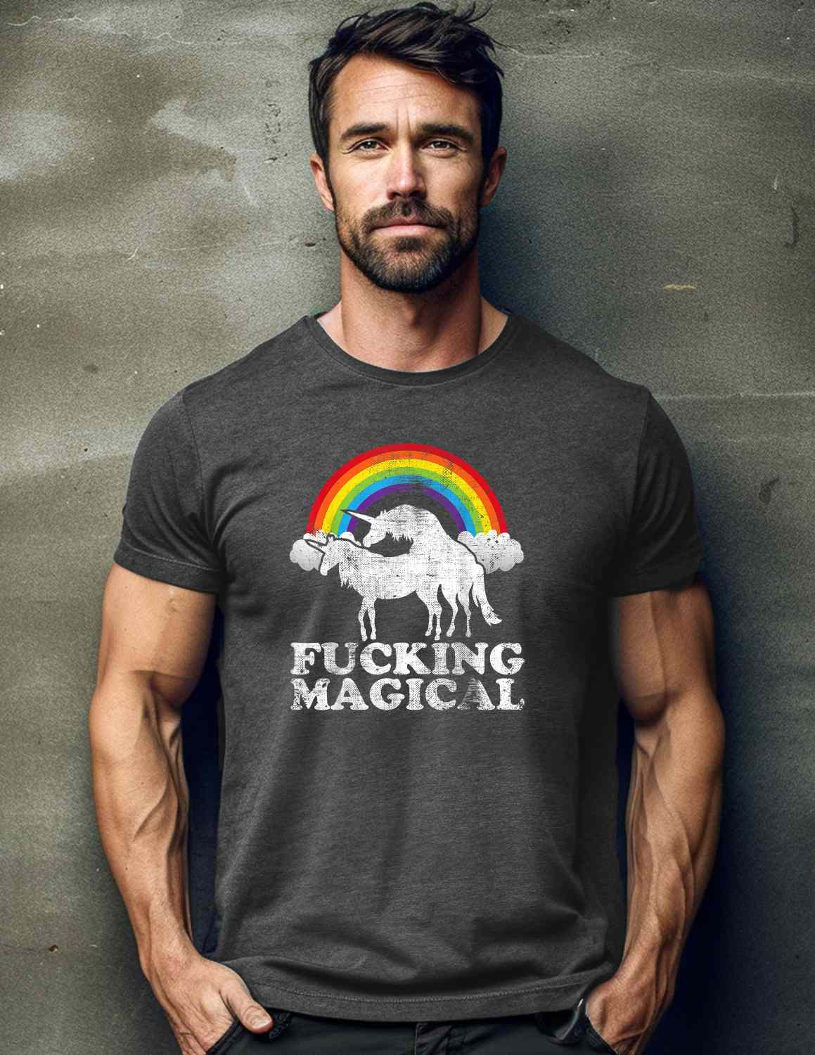 Magical Rainbow Statement T-shirt Casual Cotton Top Summer Basic Breathable Fabrics