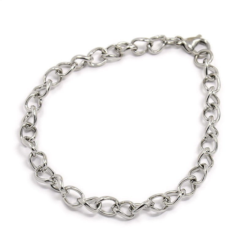 Fashionable 304 Stainless Steel Side Twisted Chain Bracelets, with Lobster Claw Clasps,
