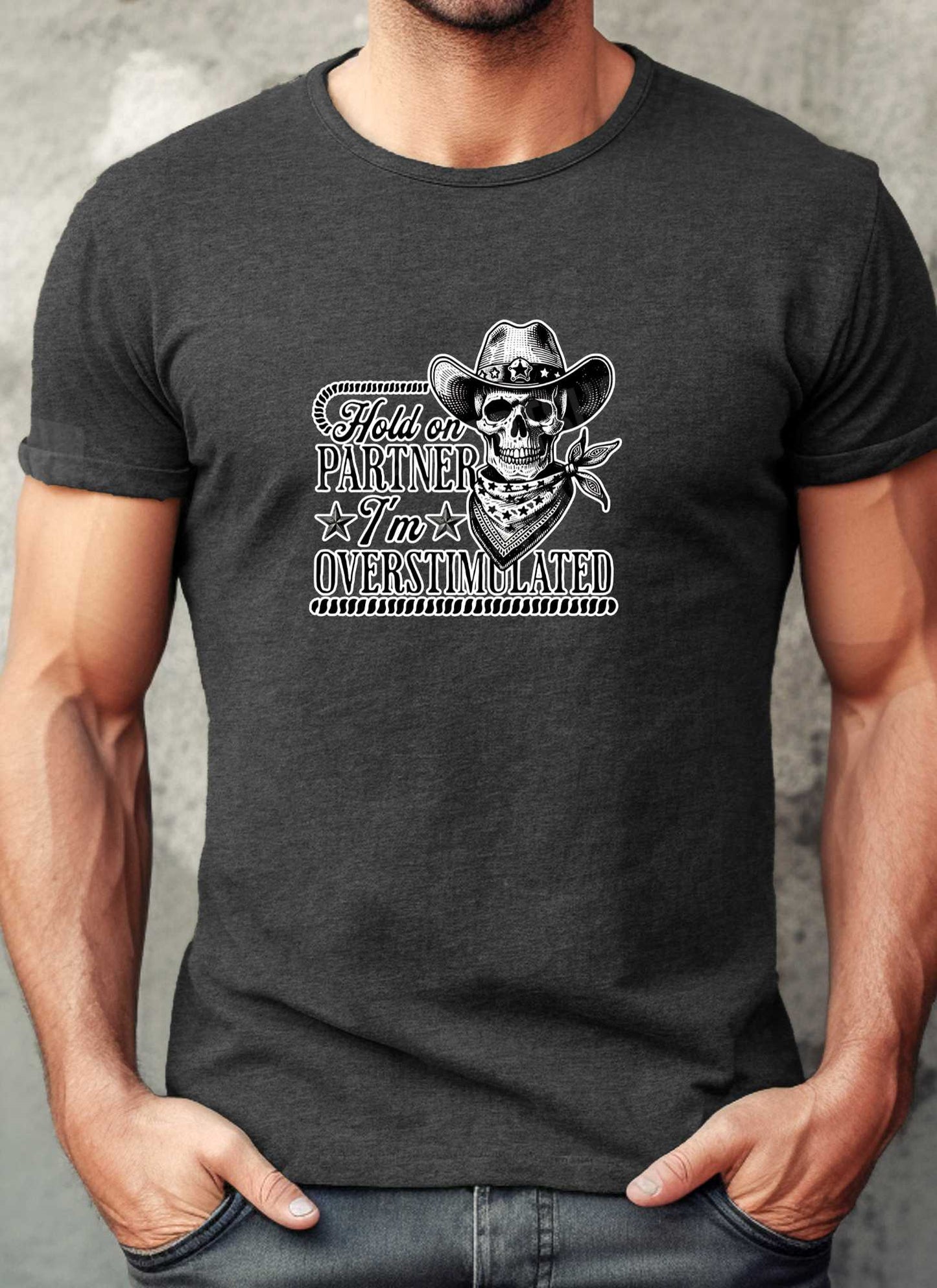 Witty Slogan Men’s Tee – Overstimulated Quote Shirt
