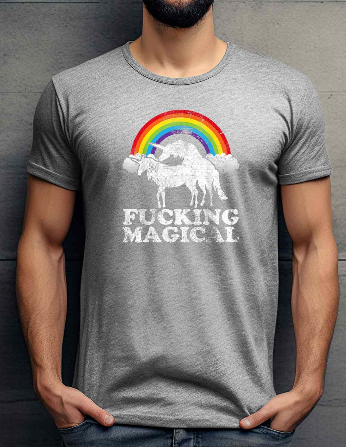 Magical Rainbow Statement T-shirt Casual Cotton Top Summer Basic Breathable Fabrics
