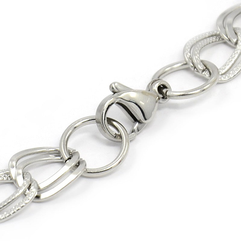 Fashionable 304 Stainless Steel Cuban Link Chain Bracelets, with Lobster Claw Clasps,