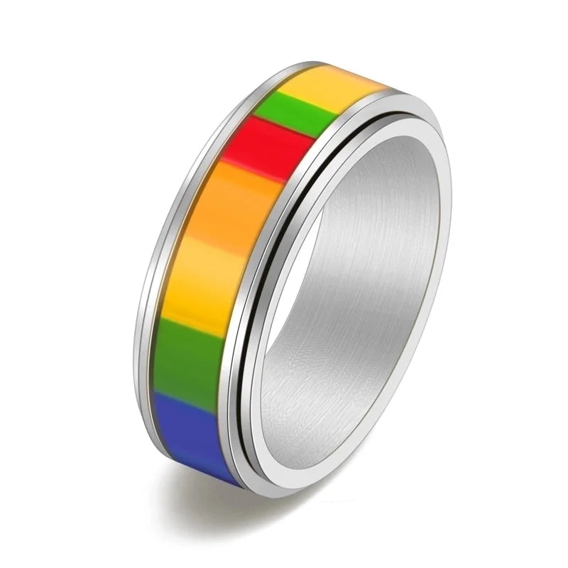 304 Stainless Steel Silver and Black Luxurious Epoxy Stripe Ring – Polished Finish