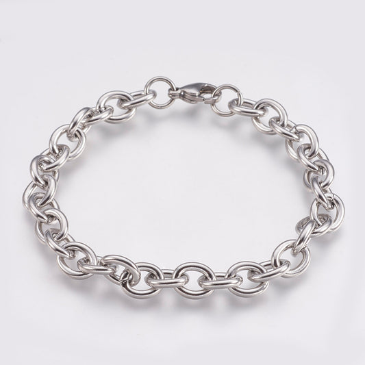 304 Stainless Steel 4mm Cable Chains Bracelets, with Lobster Claw Clasps, (Copy)