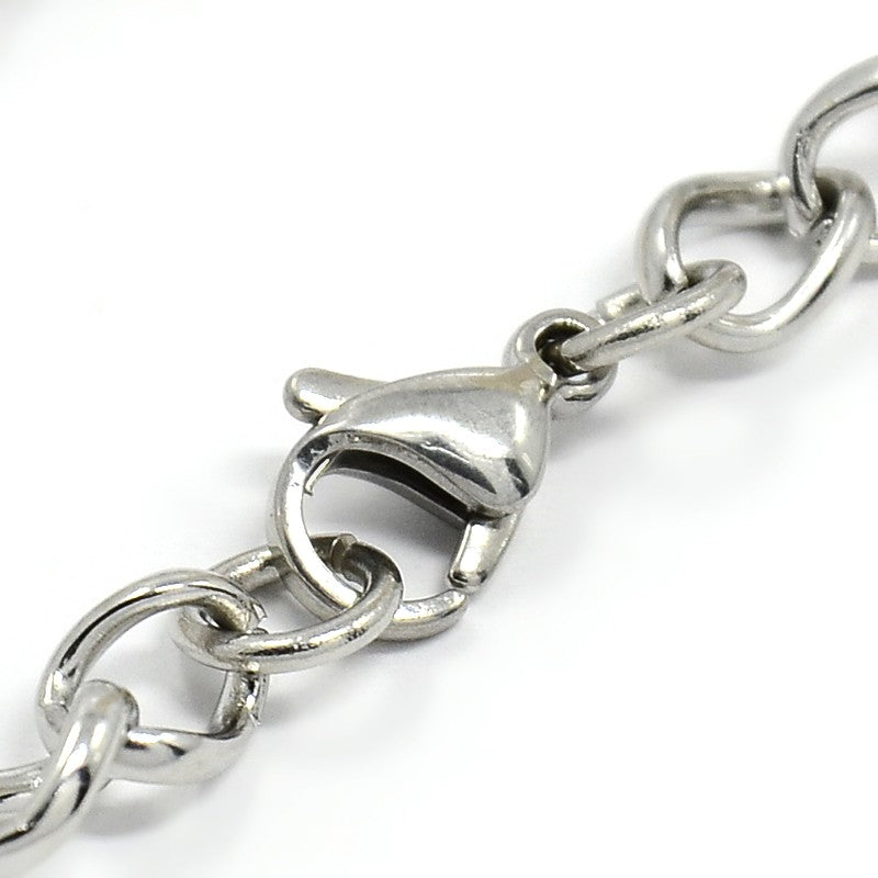 Fashionable 304 Stainless Steel Side Twisted Chain Bracelets, with Lobster Claw Clasps,