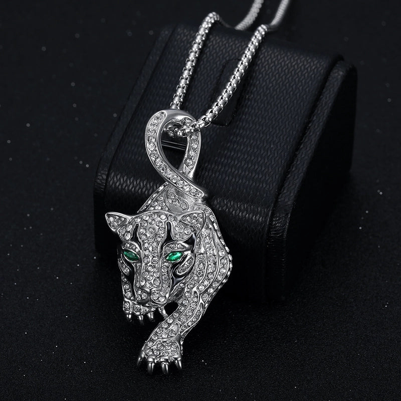 Hip-Hop Jaguar Titanium Steel Enamel Plating Rhinestones.