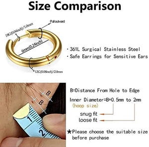 Single Minimalist 316L Surgical Stainless Steel Hoop Earrings Round Circle Huggie Earring For Women Men