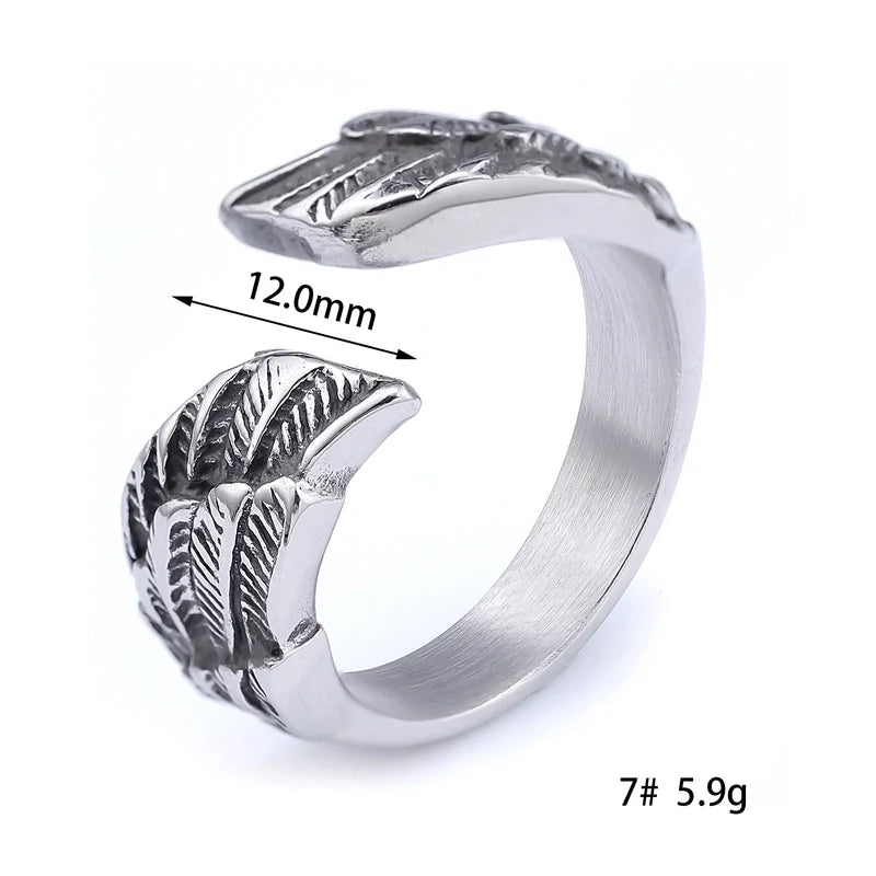 Punk Cool Style Wings 304 Stainless Steel Men's Open Ring