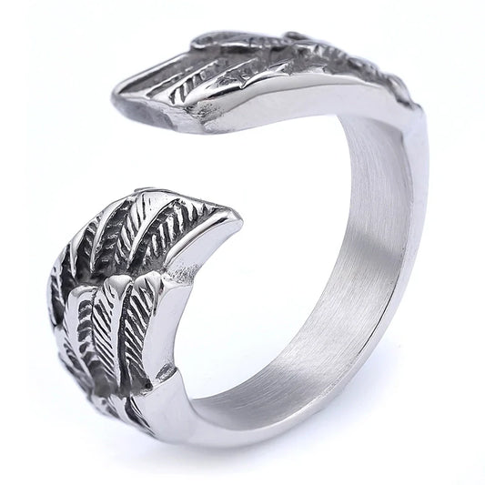 Punk Cool Style Wings 304 Stainless Steel Men's Open Ring