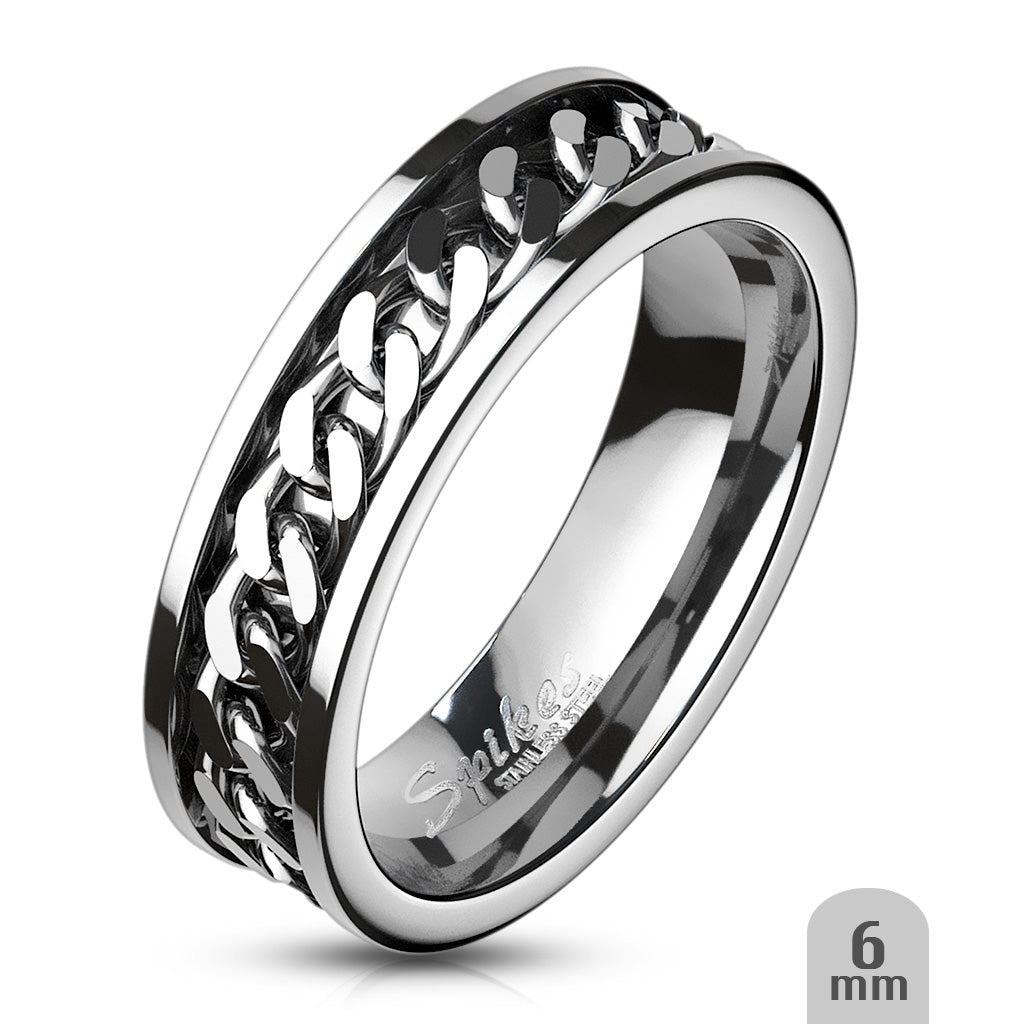 Spinning Chain Center 316L Surgical Stainless Steel Ring