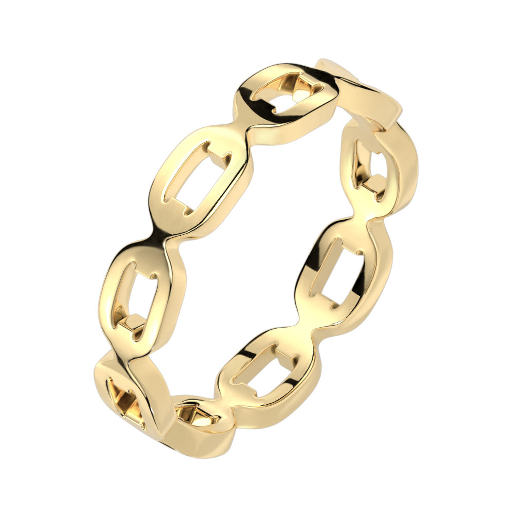Gold Oval Link Chain Stainless Steel Ring