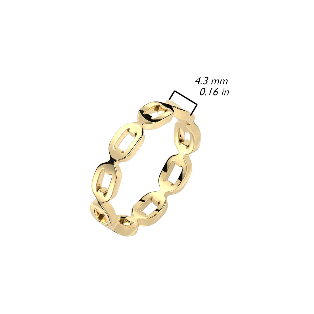 Gold Oval Link Chain Stainless Steel Ring