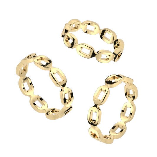 Gold Oval Link Chain Stainless Steel Ring
