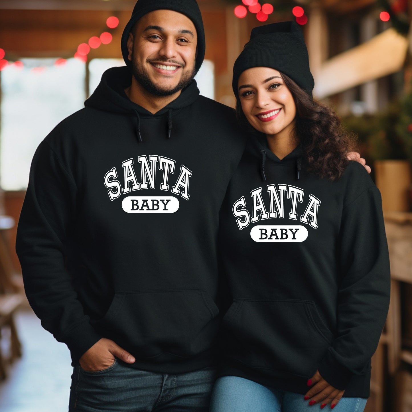 Santa Baby | Wife | Hubby | Merry Christmas Unisex Hoddie Pullover