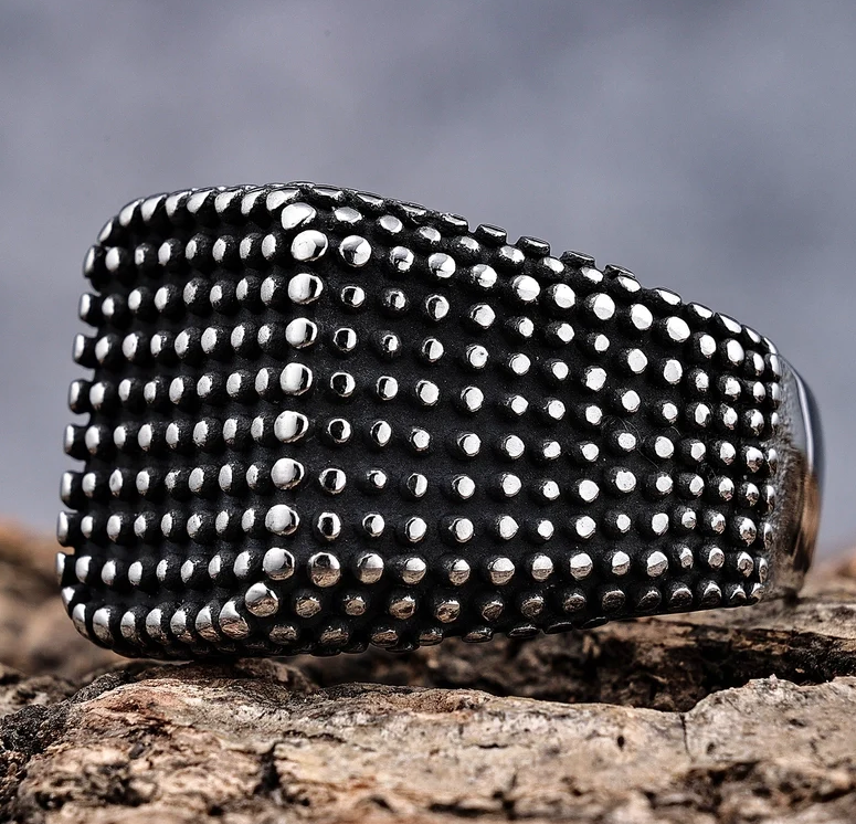 Hip-Hop Streetwear Solid Color 304 Stainless Steel Carving Men's Rings