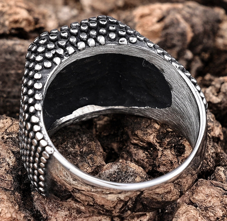 Hip-Hop Streetwear Solid Color 304 Stainless Steel Carving Men's Rings