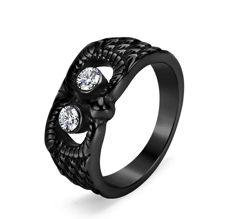 Glam Rock Ethnic Style Owl 304 Stainless Steel Hollow Out Inlay Zircon 18K Gold Plated Unisex Rings