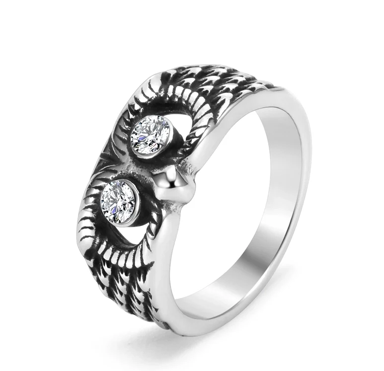 Glam Rock Ethnic Style Owl 304 Stainless Steel Hollow Out Inlay Zircon 18K Gold Plated Unisex Rings