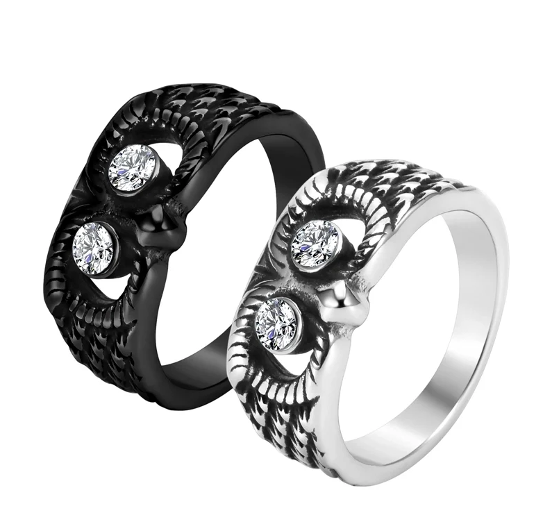Glam Rock Ethnic Style Owl 304 Stainless Steel Hollow Out Inlay Zircon 18K Gold Plated Unisex Rings