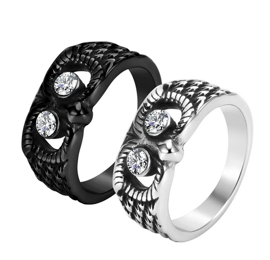 Glam Rock Ethnic Style Owl 304 Stainless Steel Hollow Out Inlay Zircon 18K Gold Plated Unisex Rings