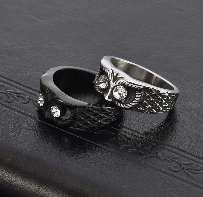 Glam Rock Ethnic Style Owl 304 Stainless Steel Hollow Out Inlay Zircon 18K Gold Plated Unisex Rings