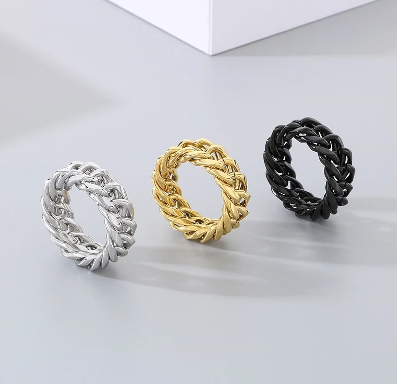 Personalized Fashion Simple Stainless Steel Woven Chain Men's Ring