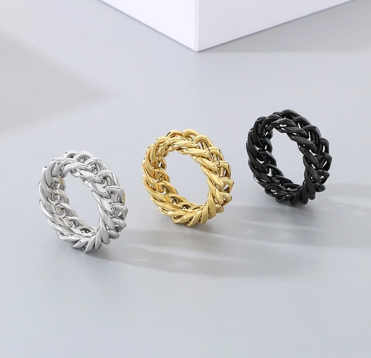 Personalized Fashion Simple Stainless Steel Woven Chain Men's Ring