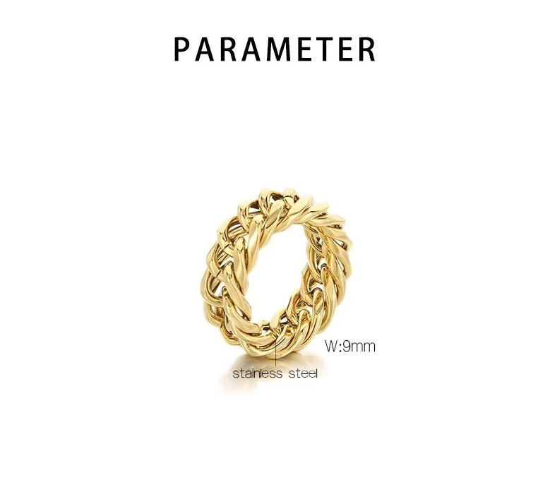 Personalized Fashion Simple Stainless Steel Woven Chain Men's Ring