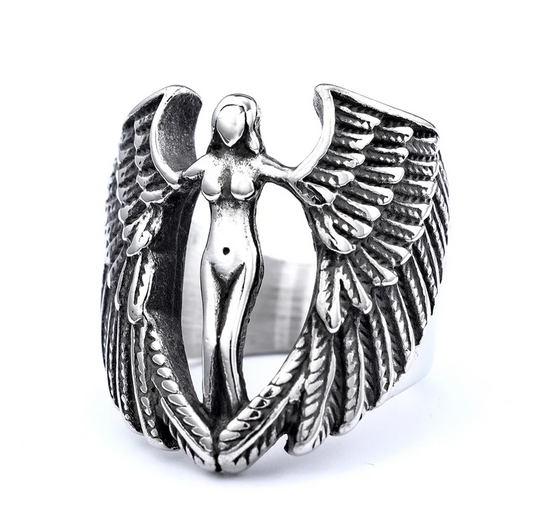 Retro U Shape Wings 304 Stainless Steel Irregular Unisex Rings