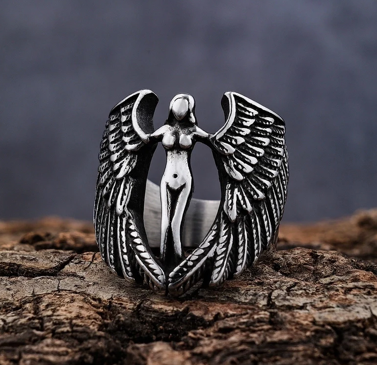 Retro U Shape Wings 304 Stainless Steel Irregular Unisex Rings