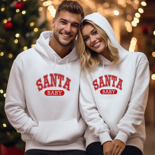 Santa Baby | Wife | Hubby | Merry Christmas Unisex Hoddie Pullover