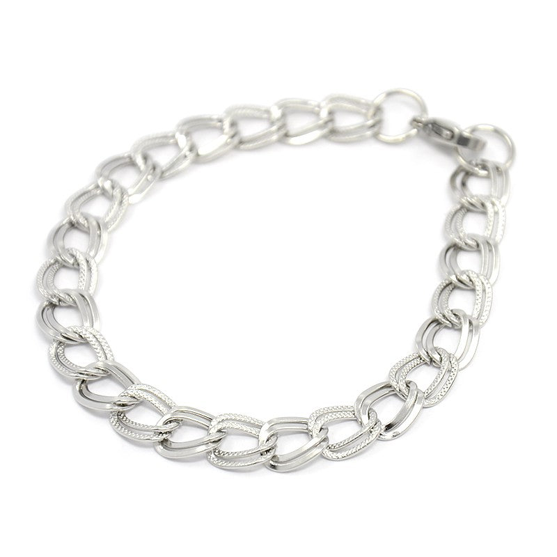 Fashionable 304 Stainless Steel Cuban Link Chain Bracelets, with Lobster Claw Clasps,