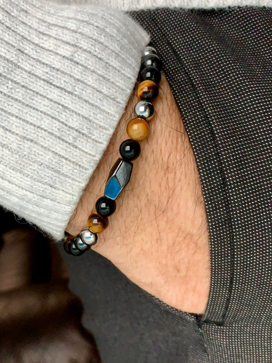 Mens - Womens bracelet - Magnetic Hematite - Tiger Eye - Agate - Mens Fashion