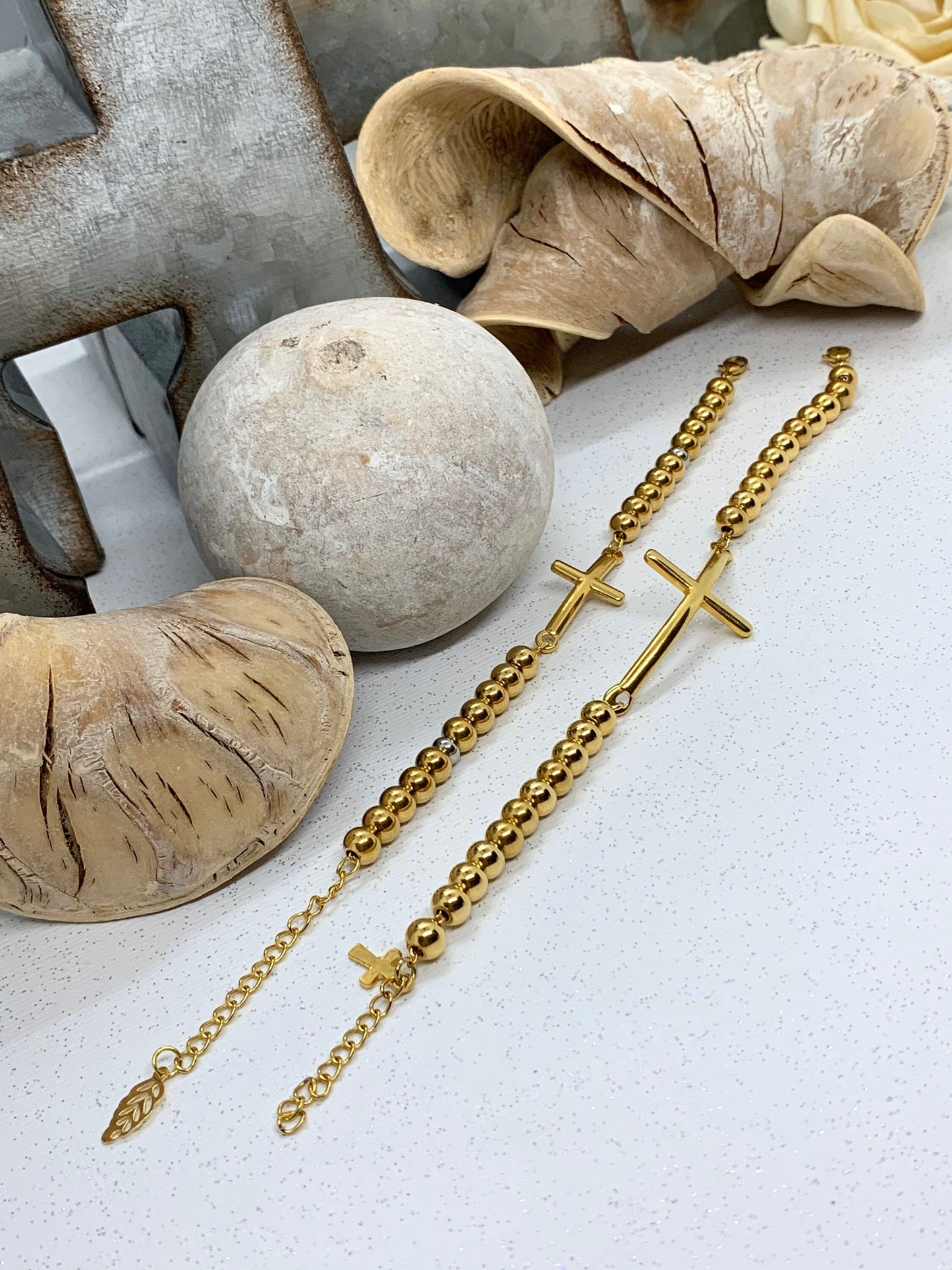 Stainless Steel Cross Bracelet Gold and silver