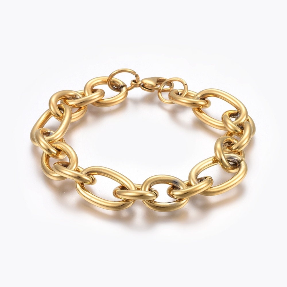 Stainless Steel Cross Chain Bracelets, with Lobster Claw Clasps, Stainless Steel Color - Men - Woman - Kids