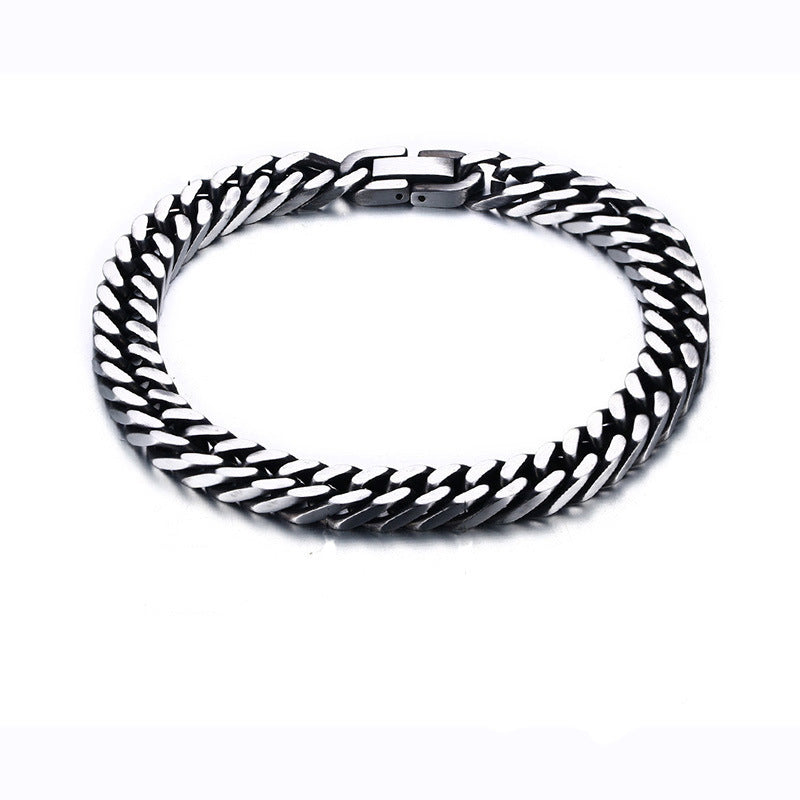 Vintage Men's Cuban Link Bracelet 316L Stainless Steel 8mm 10mm Heavy Duty Matte Brushed Curb Chain