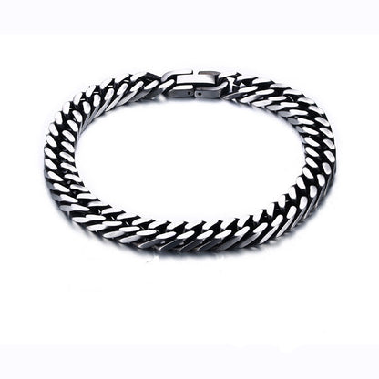 Vintage Men's Cuban Link Bracelet 316L Stainless Steel 8mm 10mm Heavy Duty Matte Brushed Curb Chain