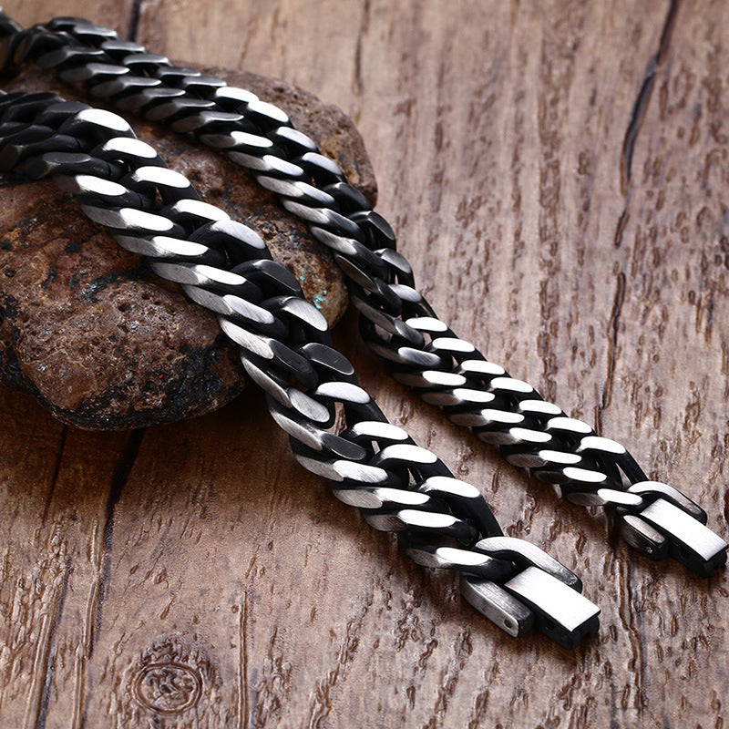 Vintage Men's Cuban Link Bracelet 316L Stainless Steel 8mm 10mm Heavy Duty Matte Brushed Curb Chain