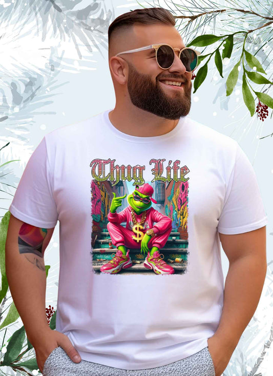 Thug Life Christmas Green Monster Statement T-shirt Casual Cotton Top Summer