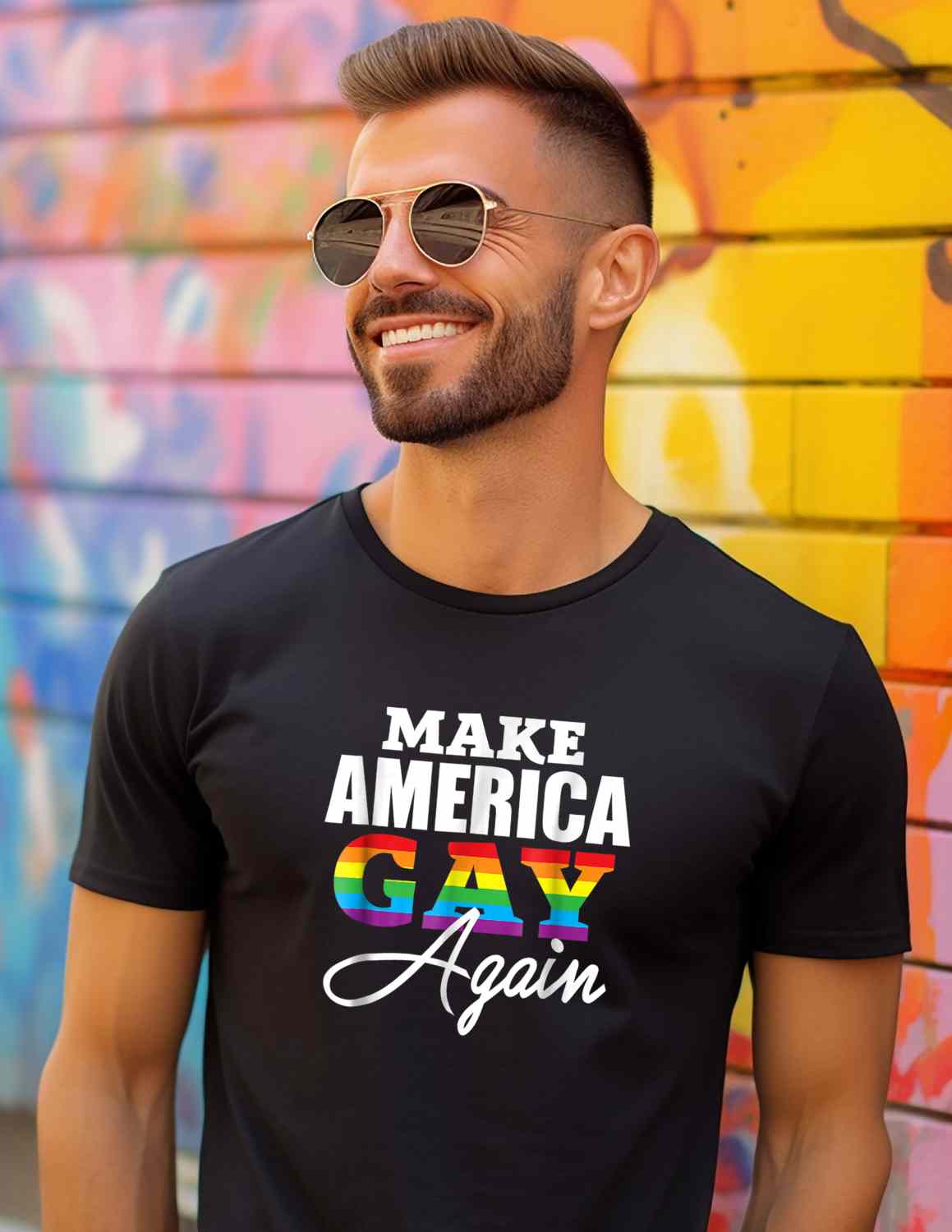 Make America Gay Again Statement T-shirt Casual Cotton Top Summer Basic Breathable Fabrics