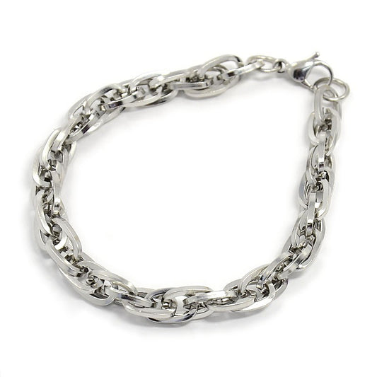 304 Stainless Steel Rope Chain Bracelets, with Lobster Claw Clasps, Stainless Steel, 8-5/8"(220mm); 8mm