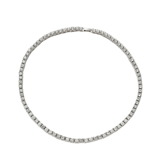 Iced Out Tennis Chain Necklace Alloy Rhinestone 4mm Single Row Sparkly Crystal Link Choker Necklace