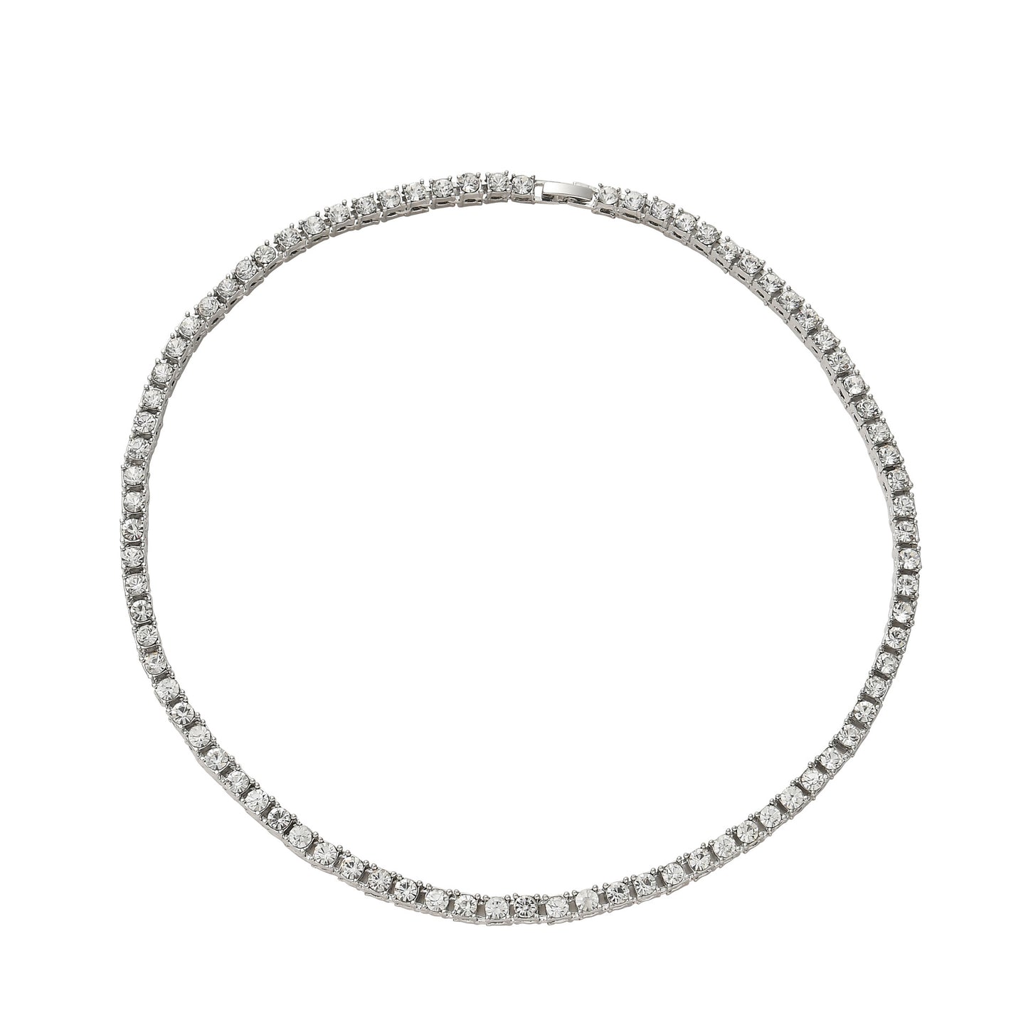 Iced Out Tennis Chain Necklace Alloy Rhinestone 5mm Single Row Sparkly Crystal Link Choker Necklace