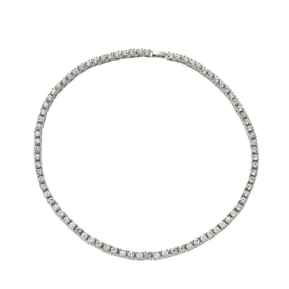 Iced Out Tennis Chain Necklace Alloy Rhinestone 5mm Single Row Sparkly Crystal Link Choker Necklace