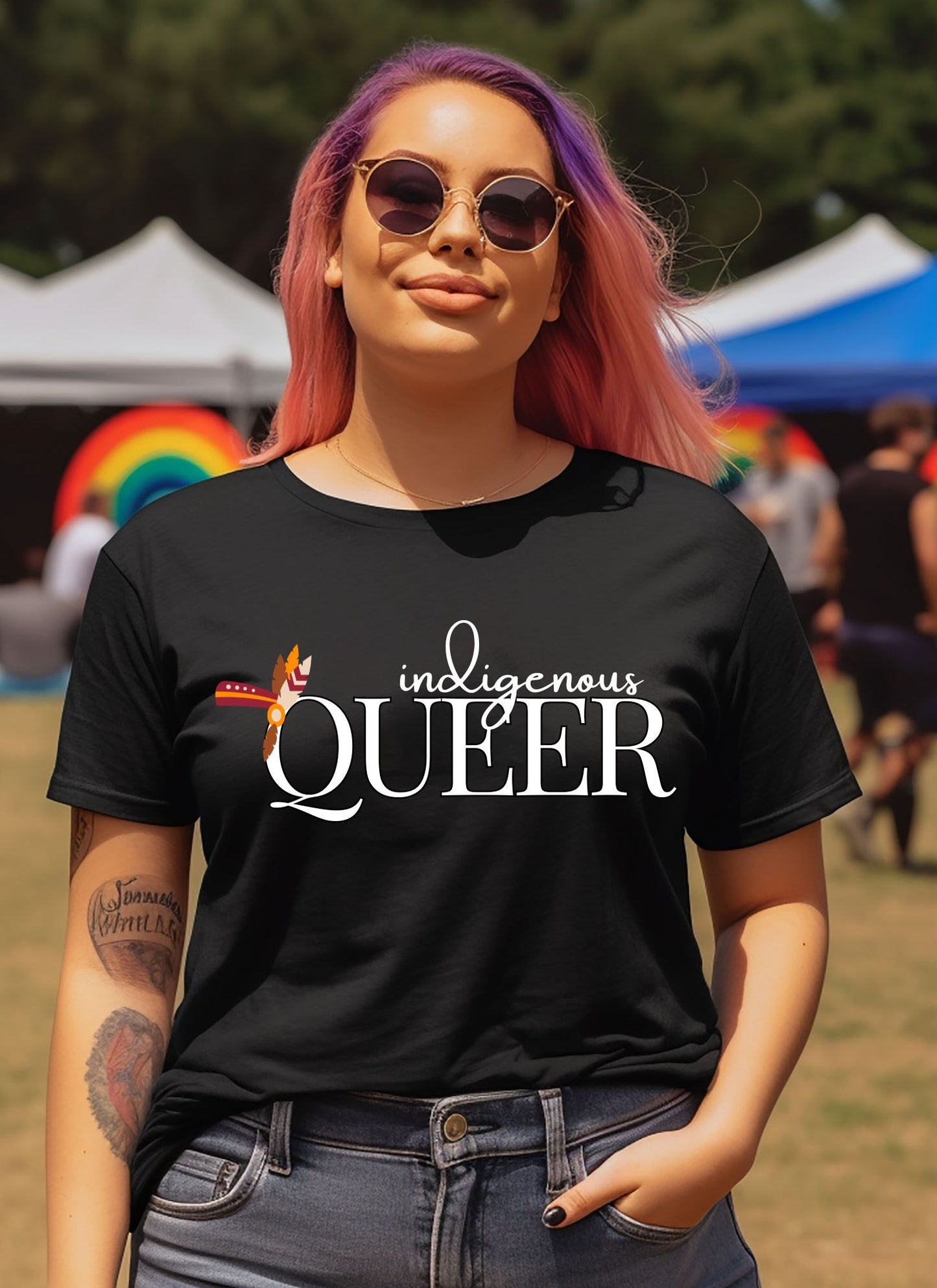 Indigenous Queer LGBQT+ Statement T-shirt Casual Cotton Summer Breathable Fabrics