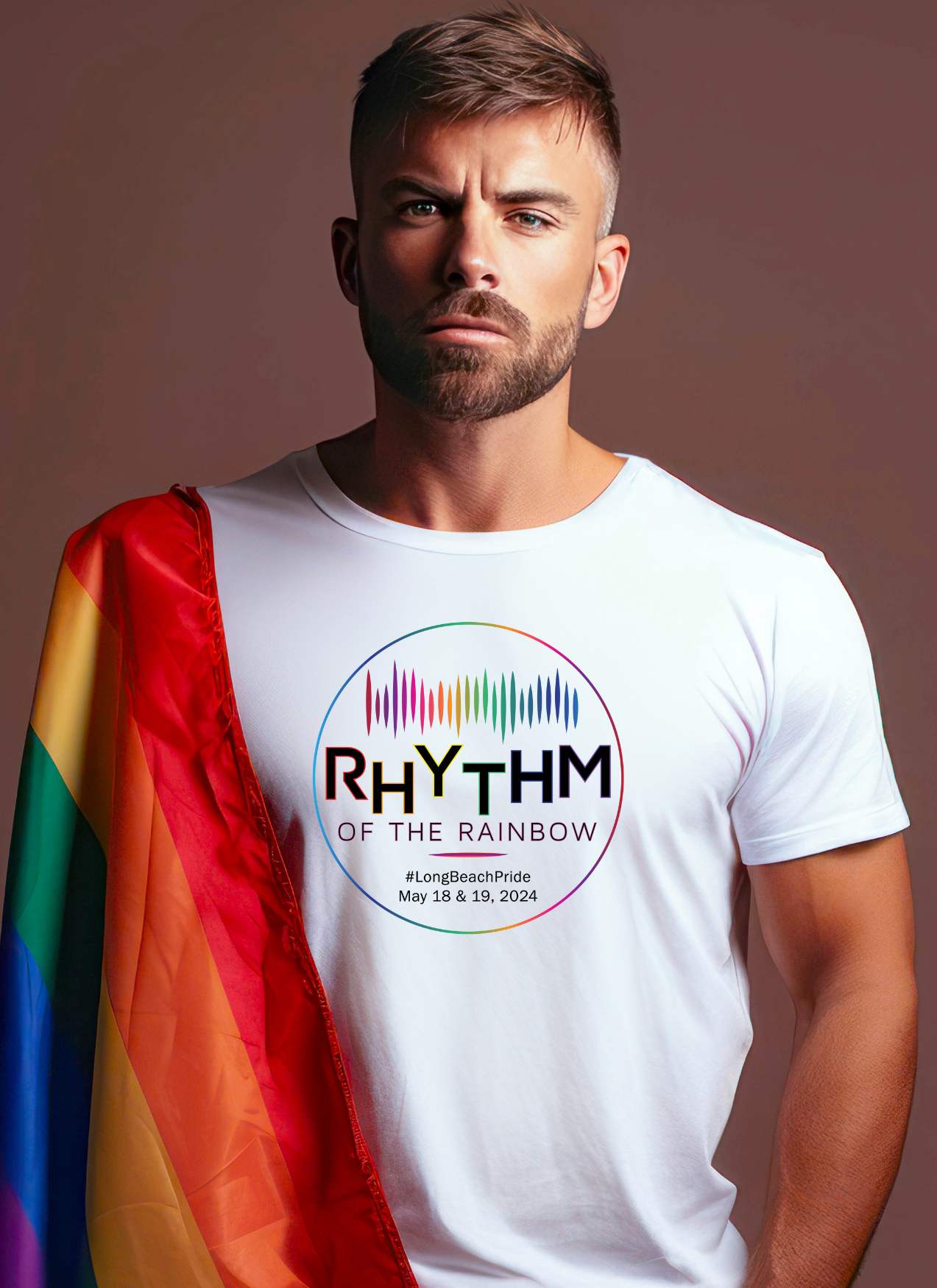 RHYTHM of The Rainbow Long Beach Official T-shirt 2024 LGBTQ+ Unisex Love Pride