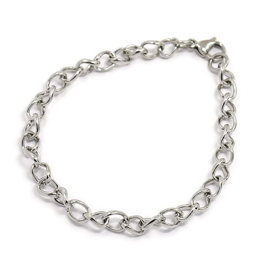 Fashionable 304 Stainless Steel Side Twisted Chain Bracelets, with Lobster Claw Clasps,