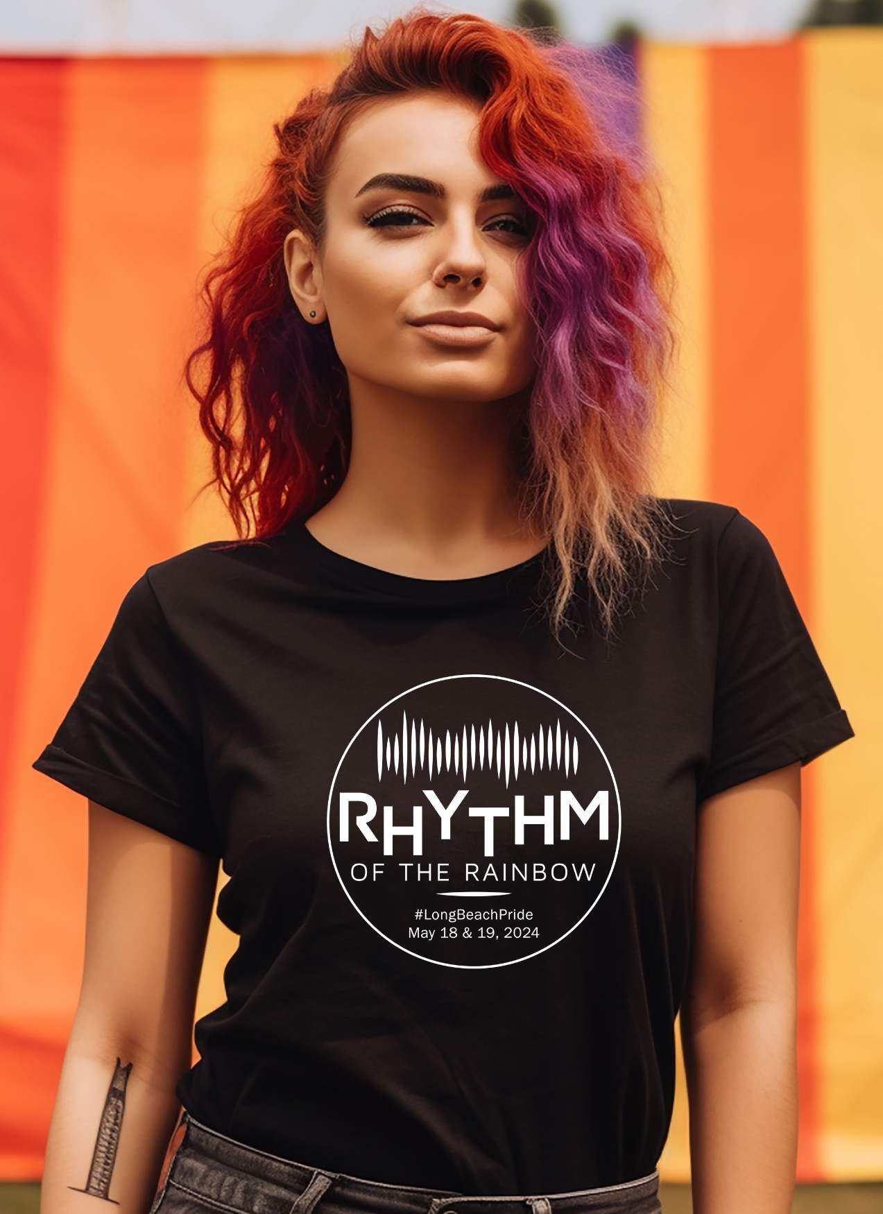 RHYTHM of The Rainbow Long Beach Official T-shirt 2024 LGBTQ+ Unisex Love Pride