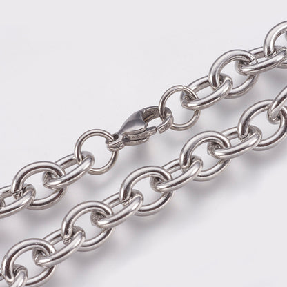 304 Stainless Steel 6mm Cable Chains Bracelets, with Lobster Claw Clasps,